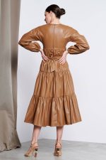caramel leather dress