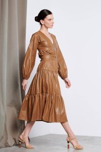 caramel leather dress