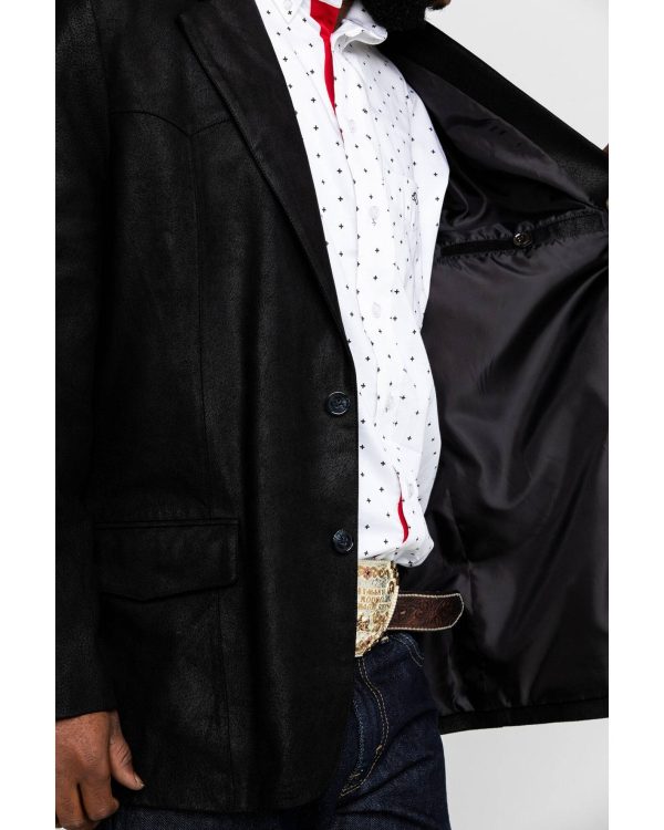Cody James Mens Black Suede Blazer Jacket