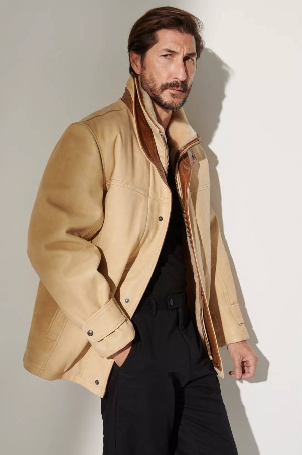 Jack Frost Italian Calfskin Leather Coat with Spanish Merino Shearling Lining 6