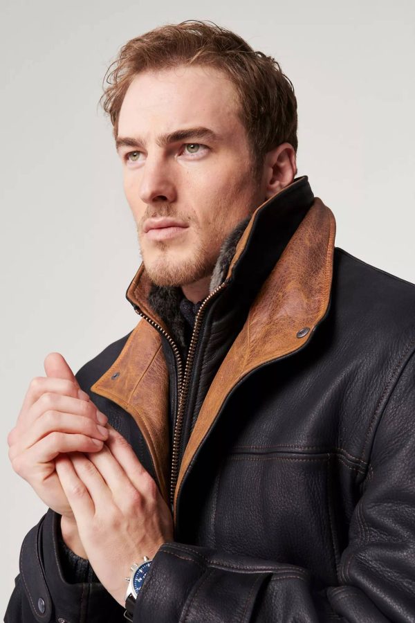 Jack Frost Leather Coat with Shearling Lining