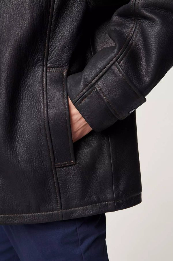 Jack Frost Leather Coat with Shearling Lining 8