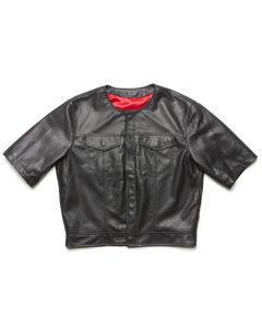 Leather 3 4 Sleeve Vest Jacket