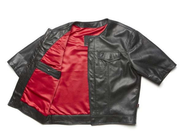 Leather 3 4 Sleeve Vest Jacket