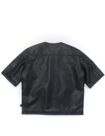 Leather Original 3 4 Sleeve Chop Jacket with Zipper