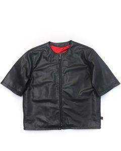 Leather Original 3 4 Sleeve Chop Jacket with Zipper