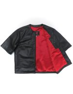 Leather Original 3 4 Sleeve Chop Jacket with Zipper