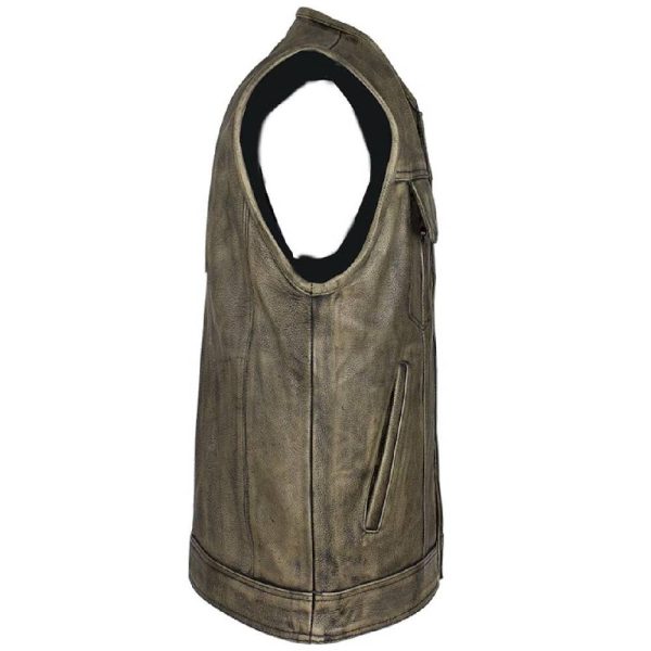 Mens Distressed Leather Vest