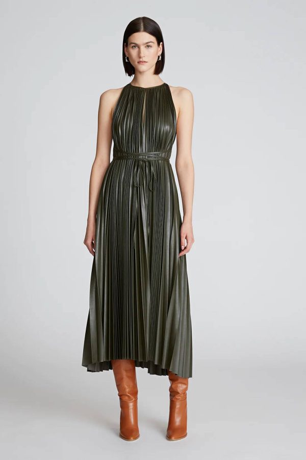 Pleated Leather Dress