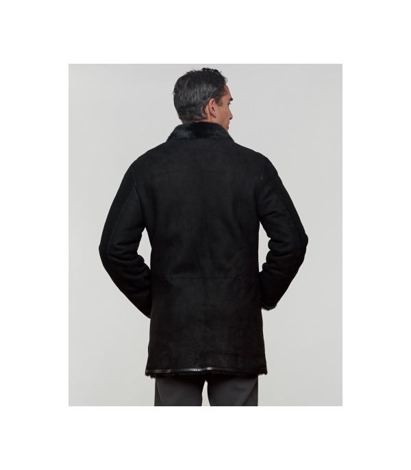 shearling sheepskin jacket with mink fur trim black p 1075 1