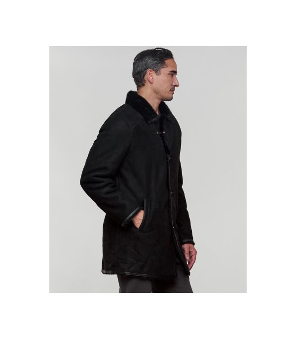 shearling sheepskin jacket with mink fur trim black p 1075 5
