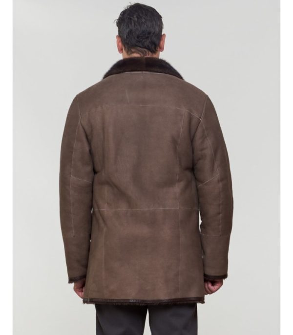 shearling sheepskin jacket with mink fur trim brown p 1076 1