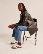 vegan leather blazer womens