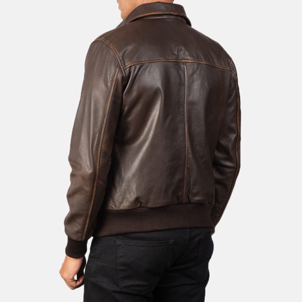 Aaron Brown Leather Bomber Jacket USA
