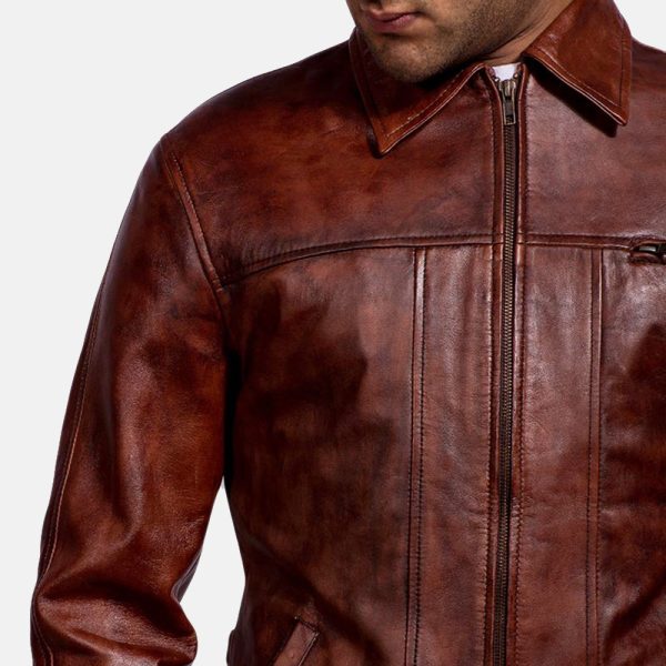 Abstract Maroon Leather Jacket US
