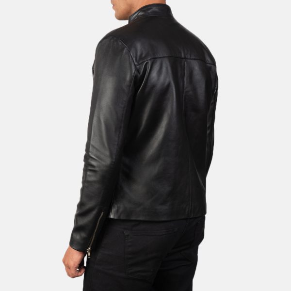 Adornica Black Leather Biker Jacket USA