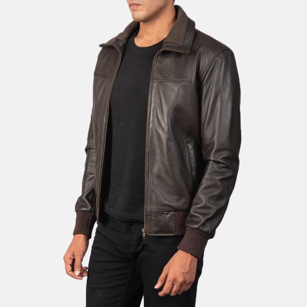 Air Rolf Brown Leather Bomber Jacket USA