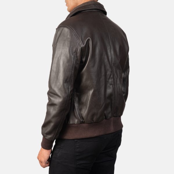Air Rolf Brown Leather Bomber Jacket USA