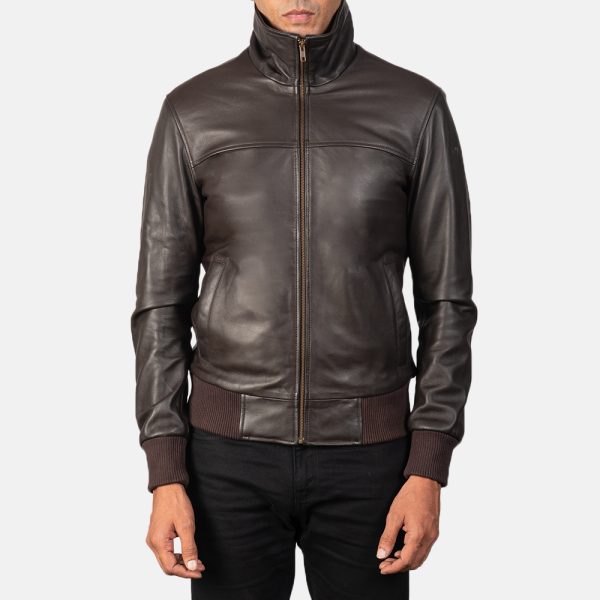 Air Rolf Brown Leather Bomber Jacket United States