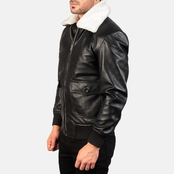 Airin G 1 Black And White Leather Bomber Jacket US