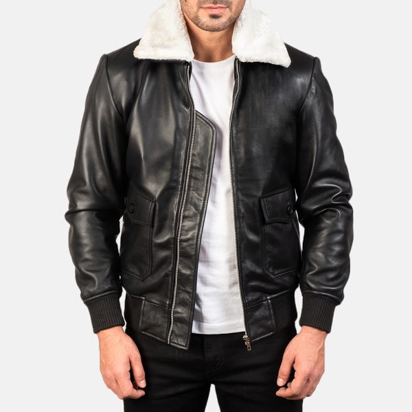 Airin G 1 Black And White Leather Bomber Jacket USA