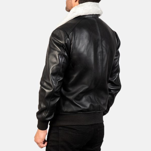 Airin G 1 Black And White Leather Bomber Jacket