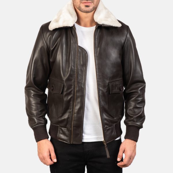 Airin G 1 Brown Leather Bomber Jacket USA