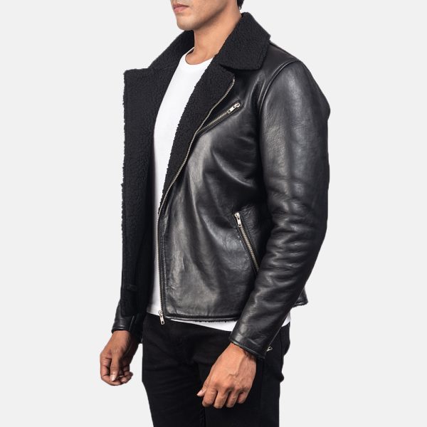 Alberto Shearling Black Leather Jacket USA