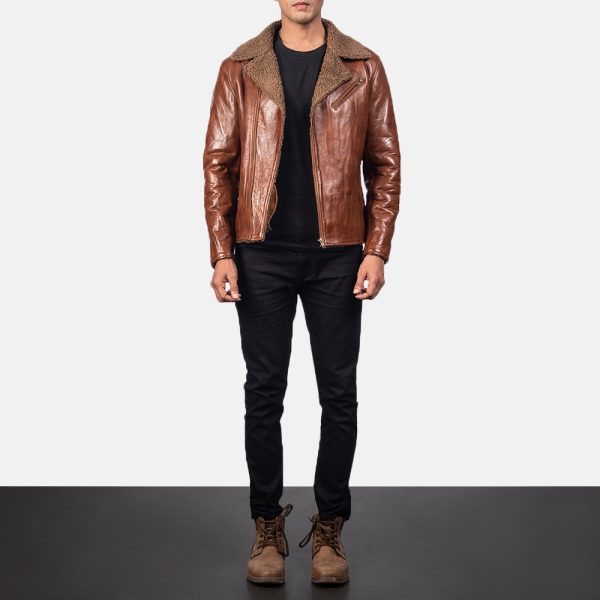 Alberto Shearling Brown Leather Jacket