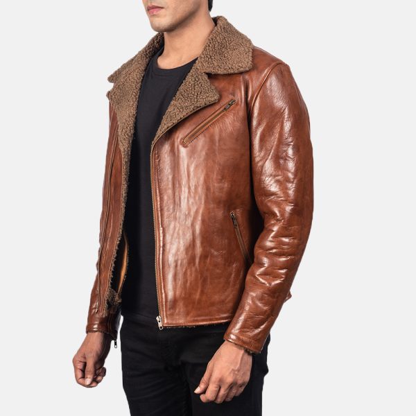 Alberto Shearling Brown Leather Jacket USA