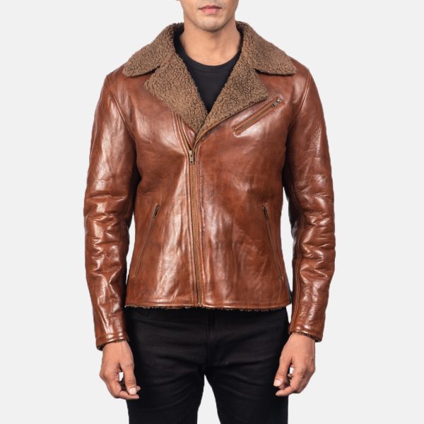 Alberto Shearling Brown Leather Jacket United States
