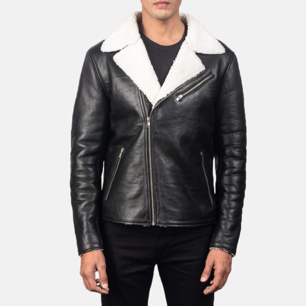 Alberto White Shearling Black Leather Jacket United States
