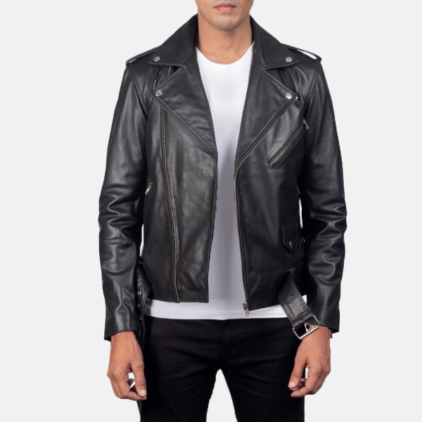 Allaric Alley Black Leather Biker Jacket USA