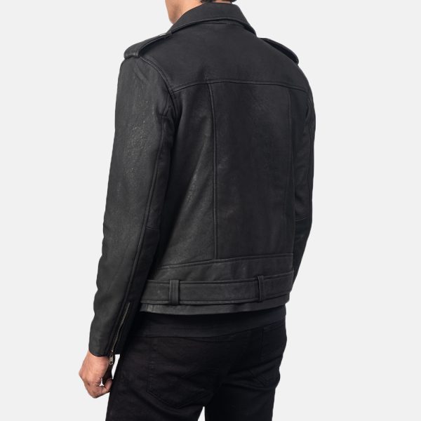Allaric Alley Distressed Black Leather Biker Jacket USA