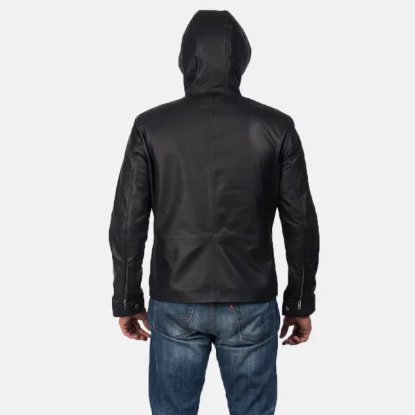Andy Matte Black Hooded Leather Jacket United States