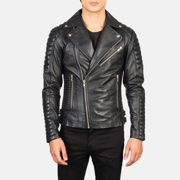 Armand Black Leather Biker Jacket US