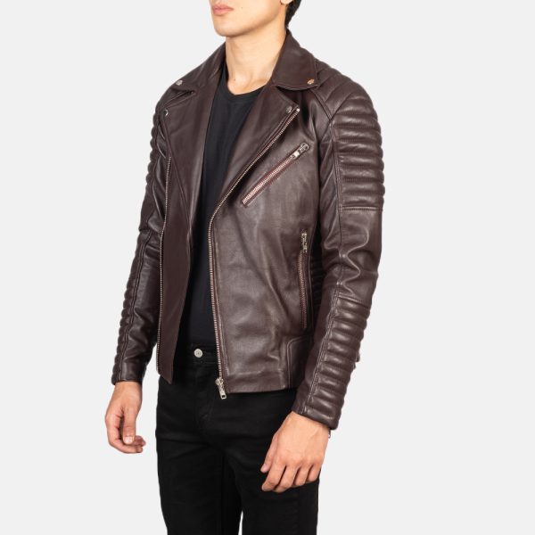 Armand Maroon Leather Biker Jacket US