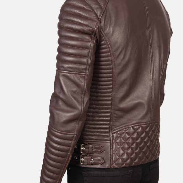 Armand Maroon Leather Biker Jacket USA