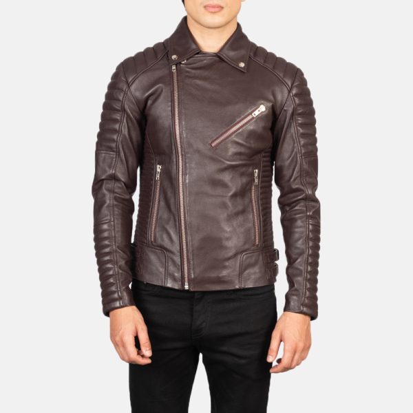Armand Maroon Leather Biker Jacket United States