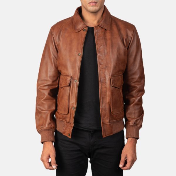 Coffmen Brown A2 Leather Bomber Jacket US