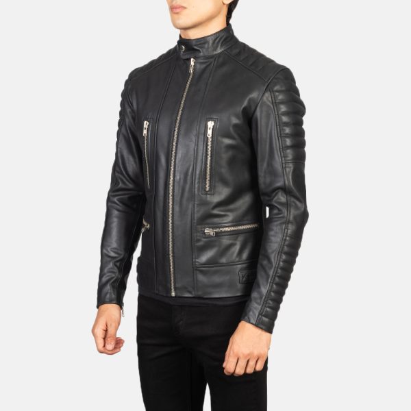 Damian Black Leather Biker Jacket US