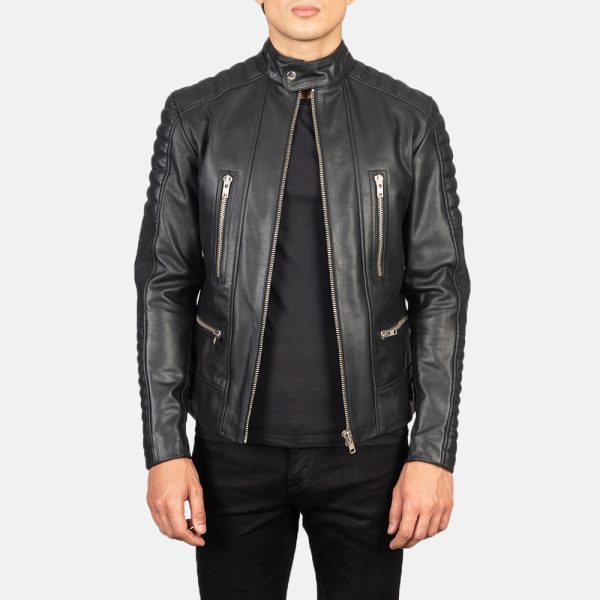Damian Black Leather Biker Jacket USA