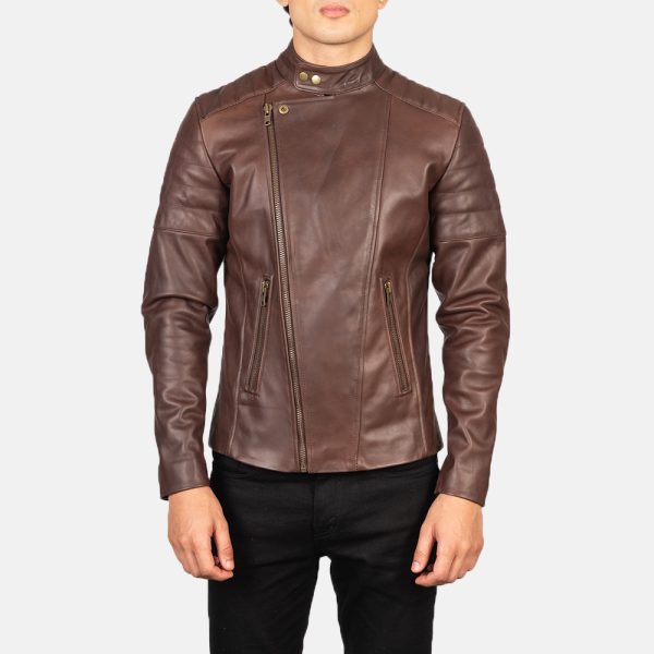 Faisor Brown Leather Biker Jacket United States
