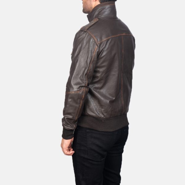 Glen Street Brown Leather Bomber Jacket USA