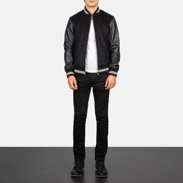 Harrison Black Hybrid Varsity Jacket - Leatherings