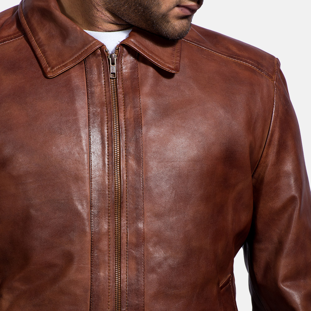 Inferno Mens Jacket with Hood Convertible Lapel Collar Leather
