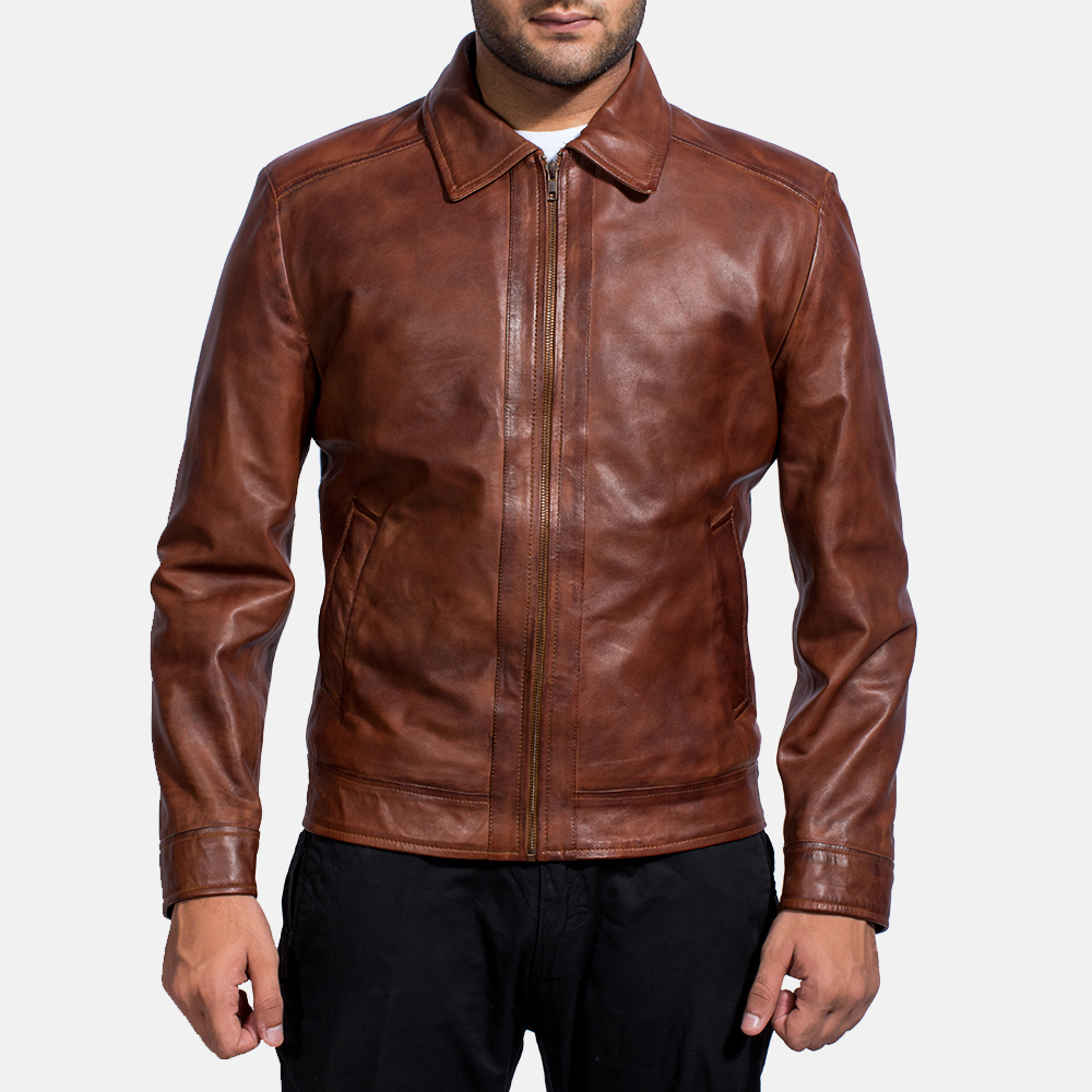 Vintage Brown Leather Vented Motorcycle Jacket - Scooter Style #MA4170ZDN -  Jamin Leather®