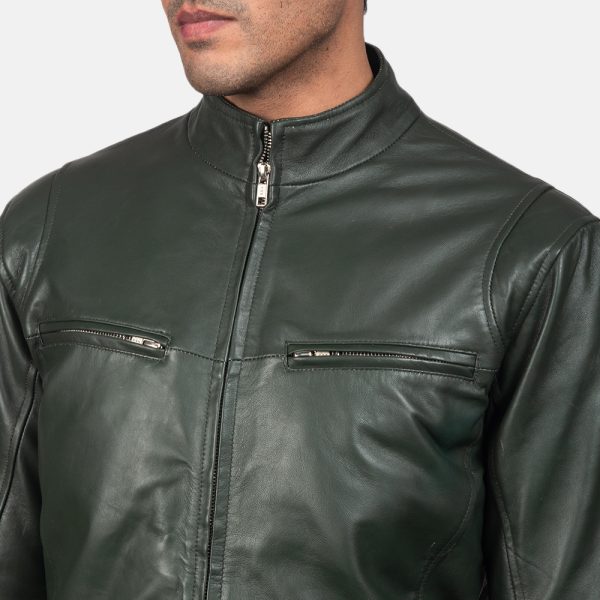 Ionic Green Leather Biker Jacket USA