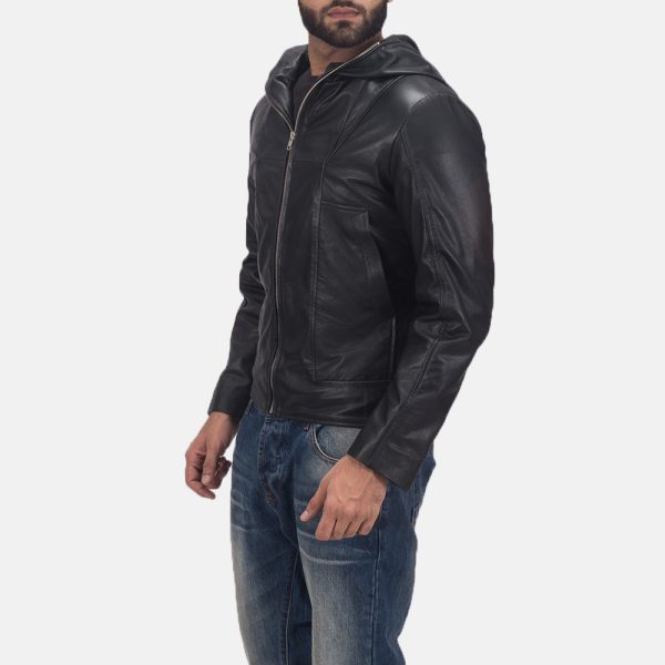 Spratt Black Hooded Leather Jacket USA