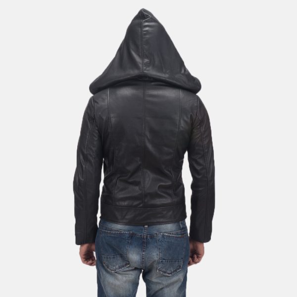 Spratt Black Hooded Leather Jacket USA